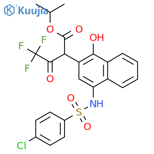 propan-2-yl 2-4-(4-chlorobenzenesulfonamido)-1-hydroxynaphthalen-2-yl-4,4,4-trifluoro-3-oxobutanoate structure