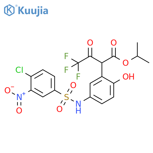 propan-2-yl 2-5-(4-chloro-3-nitrobenzenesulfonamido)-2-hydroxyphenyl-4,4,4-trifluoro-3-oxobutanoate structure