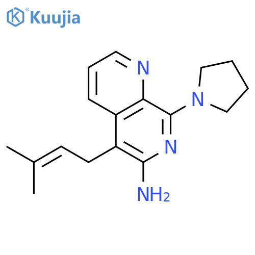 1,7-Naphthyridin-6-amine, 5-(3-methyl-2-butenyl)-8-(1-pyrrolidinyl)- structure