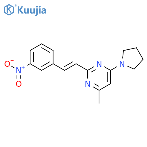 Pyrimidine, 4-methyl-2-[(1E)-2-(3-nitrophenyl)ethenyl]-6-(1-pyrrolidinyl)- structure