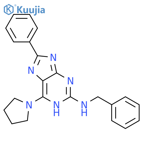 1H-Purin-2-amine, 8-phenyl-N-(phenylmethyl)-6-(1-pyrrolidinyl)- structure
