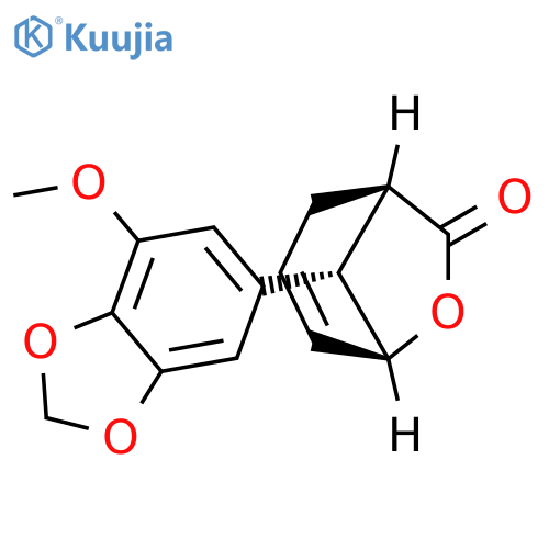 6-Oxabicyclo[3.2.1]oct-3-en-7-one, 8-(7-methoxy-1,3-benzodioxol-5-yl)-, (1R,5S,8S)-rel- structure