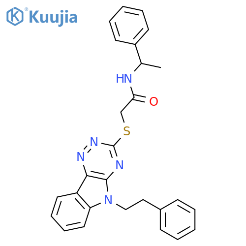 <br>2-(5-Phenethyl-5H-[1,2,4]triazino[5,6-b]indol-3-ylsulfanyl)-N-(1-phenyl-eth yl)-acetamide structure