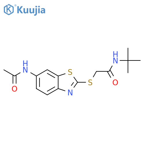 2-[(6-acetamido-1,3-benzothiazol-2-yl)sulfanyl]-N-tert-butylacetamide structure