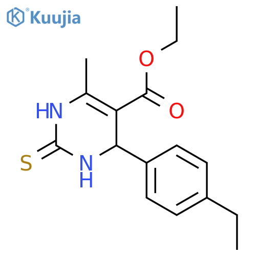 <br>ethyl 4-(4-ethylphenyl)-6-methyl-2-thioxo-1,2,3,4-tetrahydro-5-pyrimidineca rboxylate structure