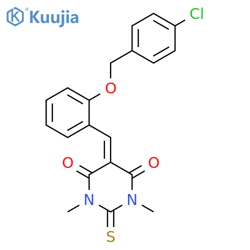 <br>5-{2-[(4-chlorobenzyl)oxy]benzylidene}-1,3-dimethyl-2-thioxodihydro-4,6(1H, 5H)-pyrimidinedione structure