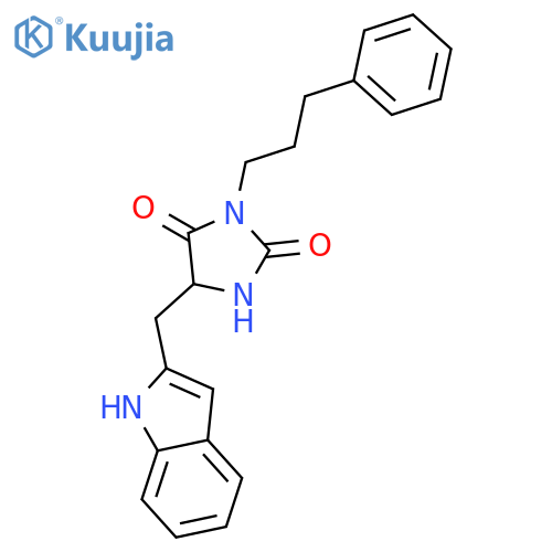 2,4-Imidazolidinedione, 5-(1H-indol-2-ylmethyl)-3-(3-phenylpropyl)- structure