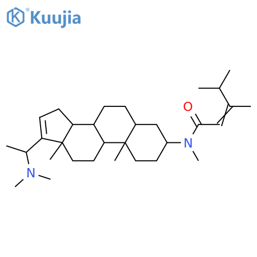 Pregn-16-ene-3,20-diamine; (3β,5α,20S)-form, N3,N20,N20-Tri-Me, N3-(3,4-dimethyl-2E-pentenoyl) structure