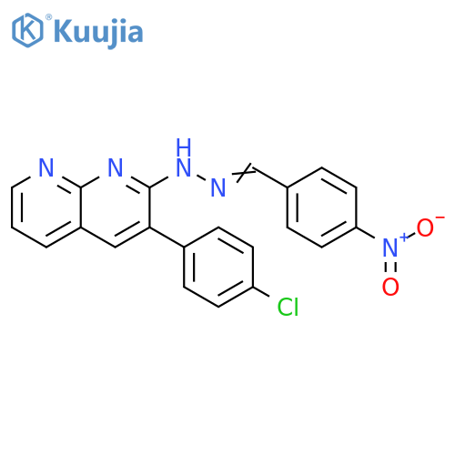 Benzaldehyde, 4-nitro-, 2-[3-(4-chlorophenyl)-1,8-naphthyridin-2-yl]hydrazone structure