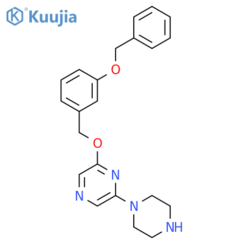Pyrazine, 2-[[3-(phenylmethoxy)phenyl]methoxy]-6-(1-piperazinyl)- structure