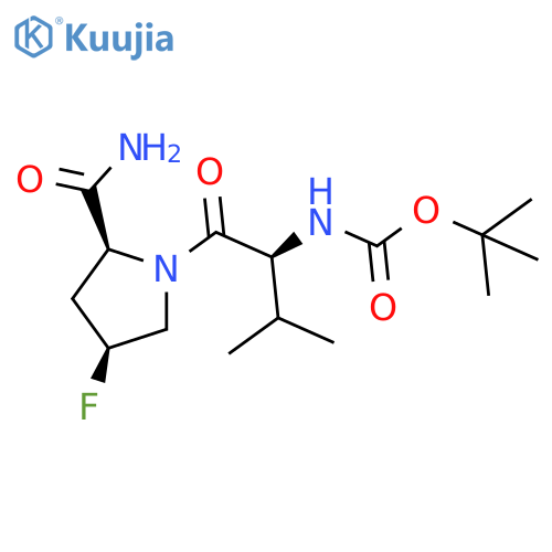 (2S,4S)-2-(aminocarbonyl)-1-[(2S)-2-(tert-butoxycarbonylamino)-3-methylbutanoyl]-4-fluoropyrrolidine structure