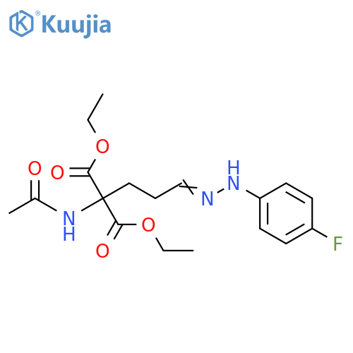 Propanedioic acid, 2-(acetylamino)-2-[3-[2-(4-fluorophenyl)hydrazinylidene]propyl]-, 1,3-diethyl ester structure