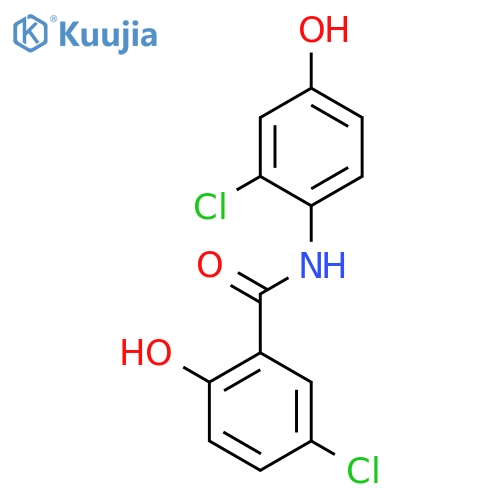 5-chloro-N-(2-chloro-4-hydroxyphenyl)-2-hydroxybenzamide structure