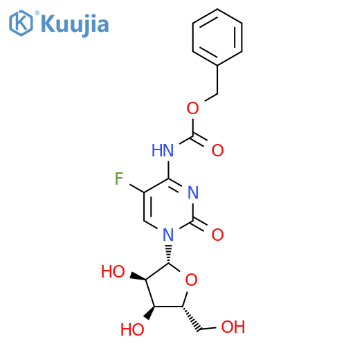 benzyl N-{1-(2R,3R,4S,5R)-3,4-dihydroxy-5-(hydroxymethyl)oxolan-2-yl-5-fluoro-2-oxo-1,2-dihydropyrimidin-4-yl}carbamate structure