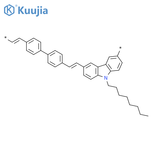 Poly[(9-octyl-9H-carbazole-3,6-diyl)-1,2-ethenediyl[1,1'-biphenyl]-4,4'-diyl-1,2-ethenediyl] structure