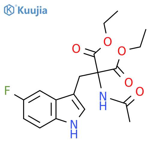 Propanedioic acid, 2-(acetylamino)-2-[(5-fluoro-1H-indol-3-yl)methyl]-, 1,3-diethyl ester structure