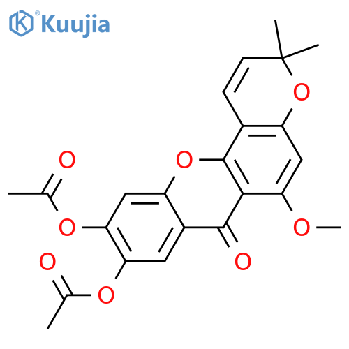6,9,10-Trihydroxy-3,3-dimethyl-3H,7H-pyrano[2,3-c]xanthen-7-one; 6-Me ether, di-Ac structure