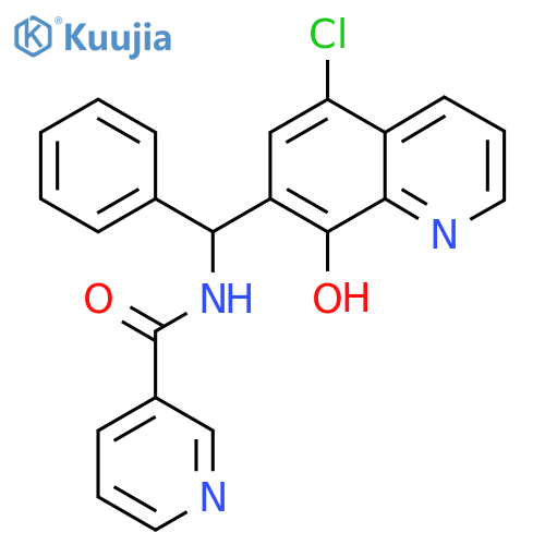 N-(5-chloro-8-hydroxyquinolin-7-yl)(phenyl)methylpyridine-3-carboxamide structure
