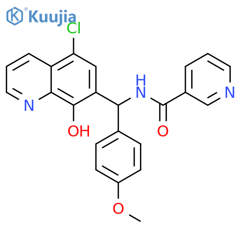 3-Pyridinecarboxamide, N-[(5-chloro-8-hydroxy-7-quinolinyl)(4-methoxyphenyl)methyl]- structure