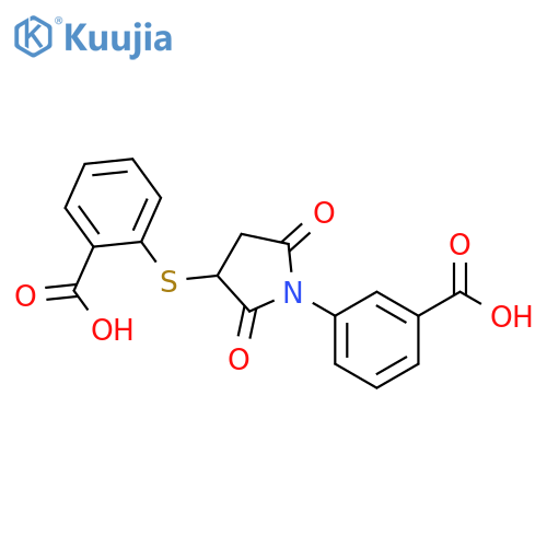 3-{3-(2-carboxyphenyl)sulfanyl-2,5-dioxopyrrolidin-1-yl}benzoic acid structure