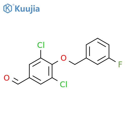 3,5-dichloro-4-[(3-fluorophenyl)methoxy]benzaldehyde structure