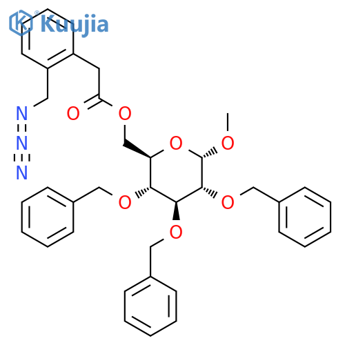 methyl 6-O-[(2-azidomethyl)phenylacetyl]-2,3,4-tri-O-benzyl-α-D-glucopyranoside structure