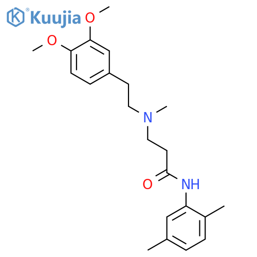 <br>3-[[2-(3,4-dimethoxyphenyl)ethyl](methyl)amino]-N-(2,5-dimethylphenyl)propa namide structure
