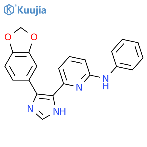 2-PYRIDINAMINE, 6-[5-(1,3-BENZODIOXOL-5-YL)-1H-IMIDAZOL-4-YL]-N-PHENYL- structure
