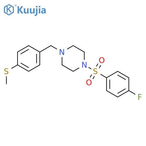 1-[(4-fluorophenyl)sulfonyl]-4-[4-(methylsulfanyl)benzyl]piperazine structure