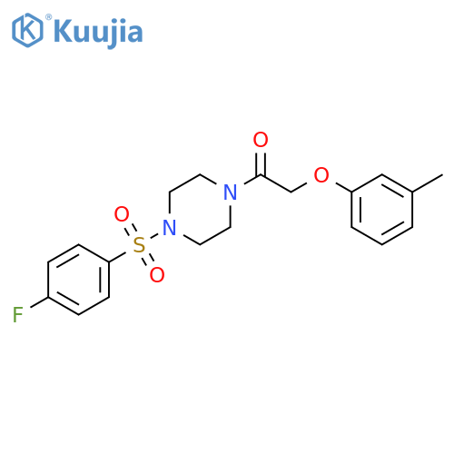 1-[(4-fluorophenyl)sulfonyl]-4-[(3-methylphenoxy)acetyl]piperazine structure