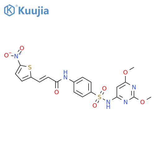(2E)-N-{4-(2,6-dimethoxypyrimidin-4-yl)sulfamoylphenyl}-3-(5-nitrothiophen-2-yl)prop-2-enamide structure