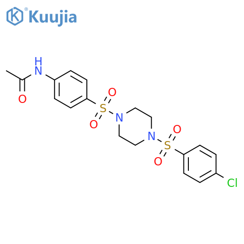N-[4-({4-[(4-chlorophenyl)sulfonyl]-1-piperazinyl}sulfonyl)phenyl]acetamide structure