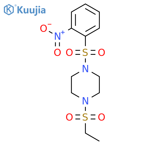 1-(ethylsulfonyl)-4-[(2-nitrophenyl)sulfonyl]piperazine structure