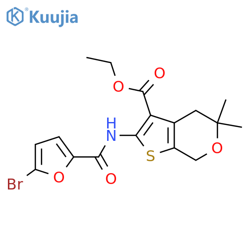 <br>ethyl 2-[(5-bromo-2-furoyl)amino]-5,5-dimethyl-4,7-dihydro-5H-thieno[2,3-c] pyran-3-carboxylate structure
