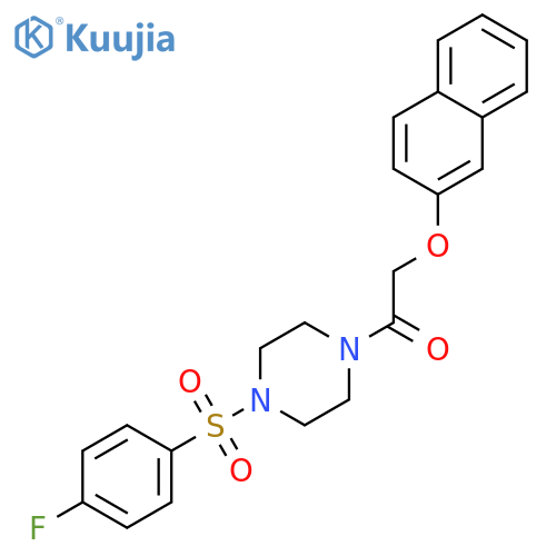 1-[(4-fluorophenyl)sulfonyl]-4-[(2-naphthyloxy)acetyl]piperazine structure