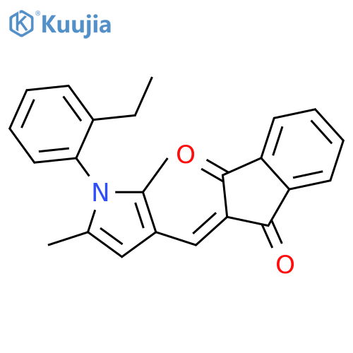 <br>2-{[1-(2-ethylphenyl)-2,5-dimethyl-1H-pyrrol-3-yl]methylene}-1H-indene-1,3( 2H)-dione structure