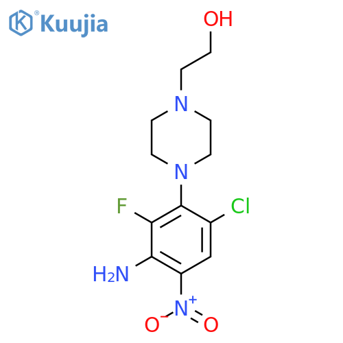 1-Piperazineethanol, 4-(3-amino-6-chloro-2-fluoro-4-nitrophenyl)- structure