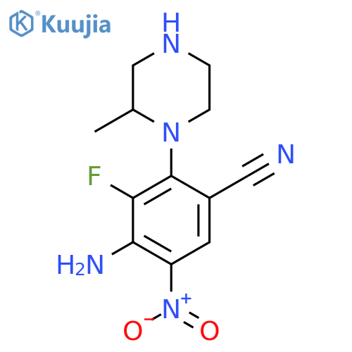 BENZONITRILE, 4-AMINO-3-FLUORO-2-(2-METHYL-1-PIPERAZINYL)-5-NITRO- structure