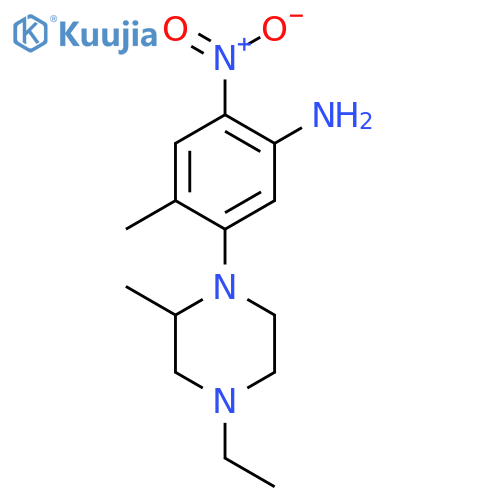 Benzenamine, 5-(4-ethyl-2-methyl-1-piperazinyl)-4-methyl-2-nitro- structure
