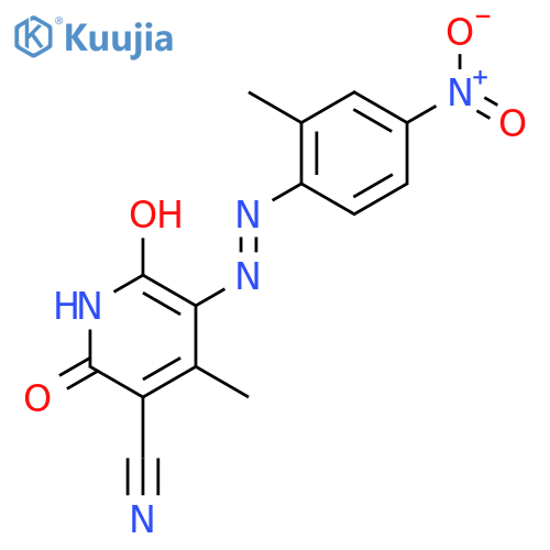 3-Pyridinecarbonitrile,1,2-dihydro-6-hydroxy-4-methyl-5-[2-(2-methyl-4-nitrophenyl)diazenyl]-2-oxo- structure