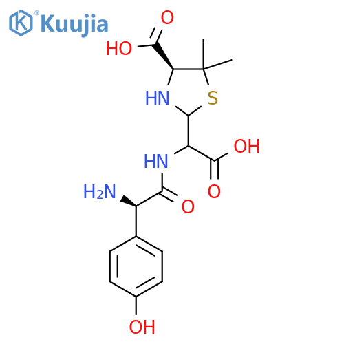 (4S)-2-(((R)-2-Amino-2-(4-hydroxyphenyl)acetamido)(carboxy)-methyl)-5,5-dimethylthiazolidine-4-carboxylic acid structure