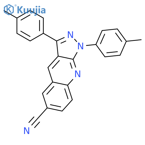 1H-PYRAZOLO[3,4-B]QUINOLINE-6-CARBONITRILE, 1,3-BIS(4-METHYLPHENYL)- structure