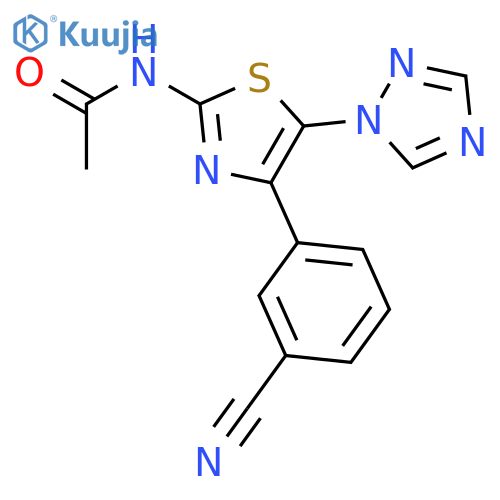 Acetamide, N-[4-(3-cyanophenyl)-5-(1H-1,2,4-triazol-1-yl)-2-thiazolyl]- structure