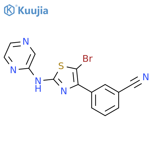BENZONITRILE, 3-[5-BROMO-2-(PYRAZINYLAMINO)-4-THIAZOLYL]- structure
