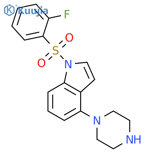 1H-INDOLE, 1-[(2-FLUOROPHENYL)SULFONYL]-4-(1-PIPERAZINYL)- structure