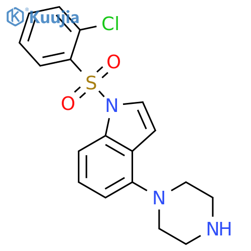 1H-Indole, 1-[(2-chlorophenyl)sulfonyl]-4-(1-piperazinyl)- structure