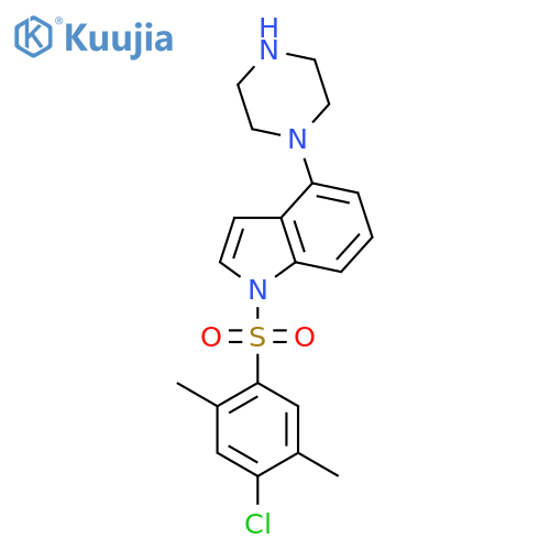 1H-Indole, 1-[(4-chloro-2,5-dimethylphenyl)sulfonyl]-4-(1-piperazinyl)- structure