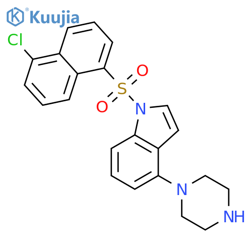 1H-INDOLE, 1-[(5-CHLORO-1-NAPHTHALENYL)SULFONYL]-4-(1-PIPERAZINYL)- structure