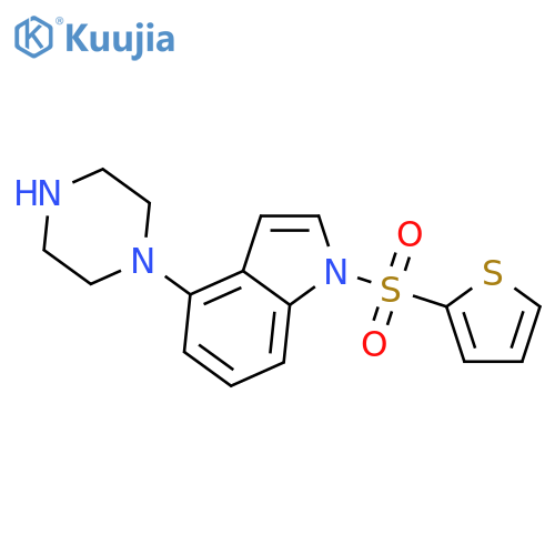 1H-INDOLE, 4-(1-PIPERAZINYL)-1-(2-THIENYLSULFONYL)- structure