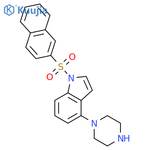 1H-INDOLE, 1-(2-NAPHTHALENYLSULFONYL)-4-(1-PIPERAZINYL)- structure